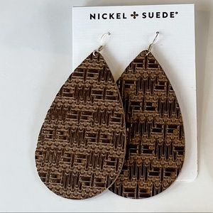 Nickel & Suede vintage tweed large teardrops